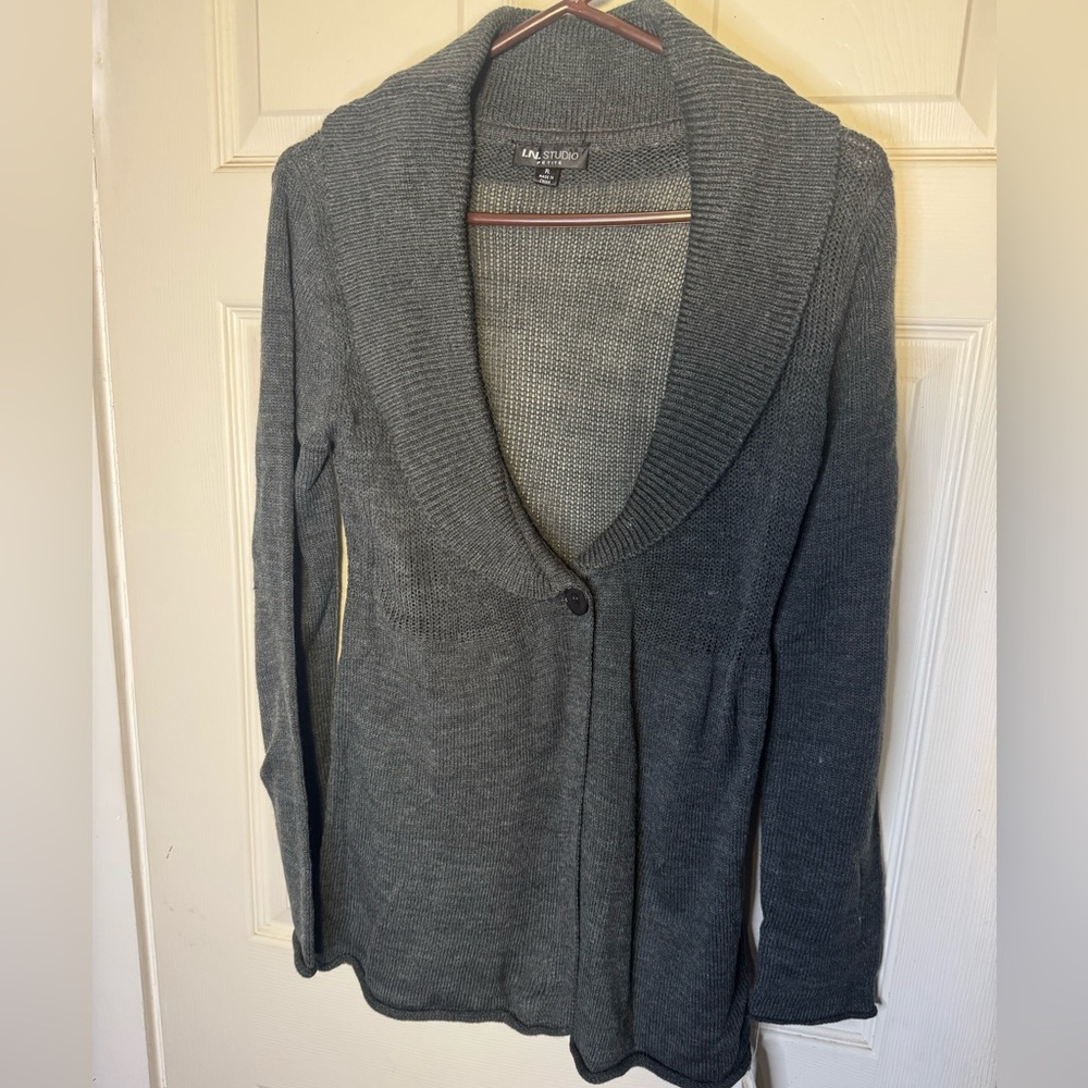 I.N. Studio Women's Charcoal Shawl Collar Cardigan Sweater